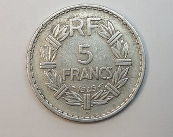 Monnaie France - 1945 B - 5 francs Lavrillier Aluminium