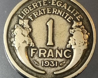 France Currency - 1931 - 1 Franc Morlon Copro-aluminum