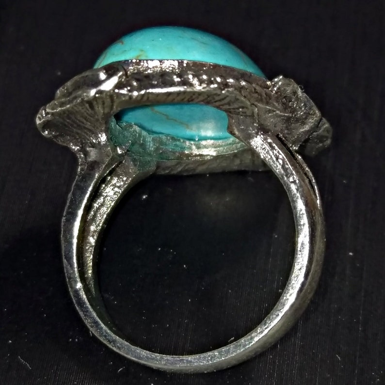 Silver plated and turquoise O 12-54 12 Ring Size 7 14