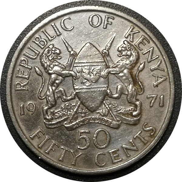 Kenya currency - 1971 - 50 cents Jomo Kenyatta with legend