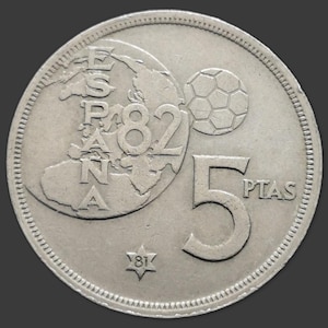 Spanish Currency - 1981 - 5 pesetas España 82