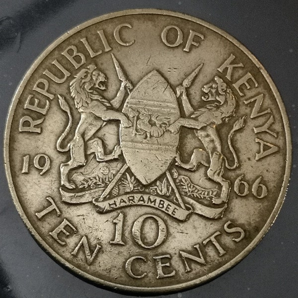 Kenya currency - 1966 - 10 cents Jomo Kenyatta without legend