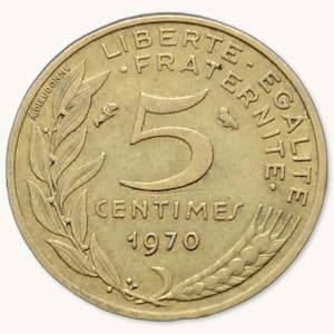 French currency - 1970 - 5 centimes Marianne - VF