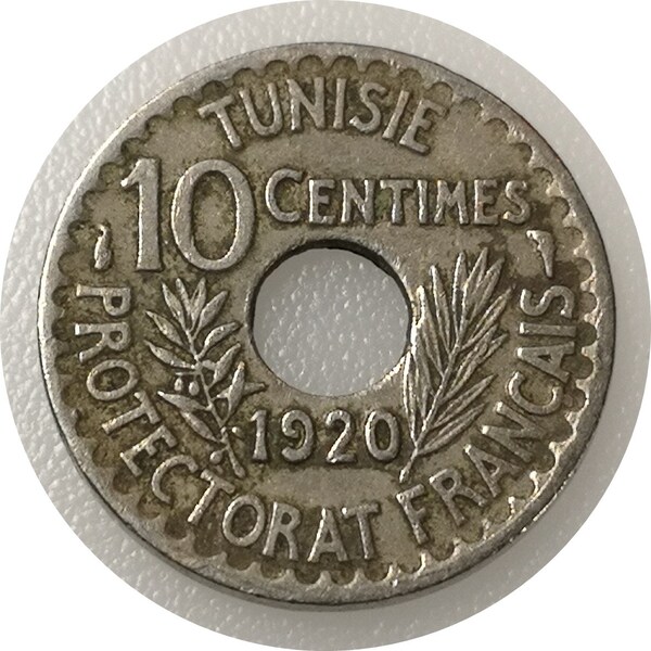 Tunisie 1920 / 10 Centimes Muhammad al-Nasir (1918-1920) / KM#243 Monnaie de Collection