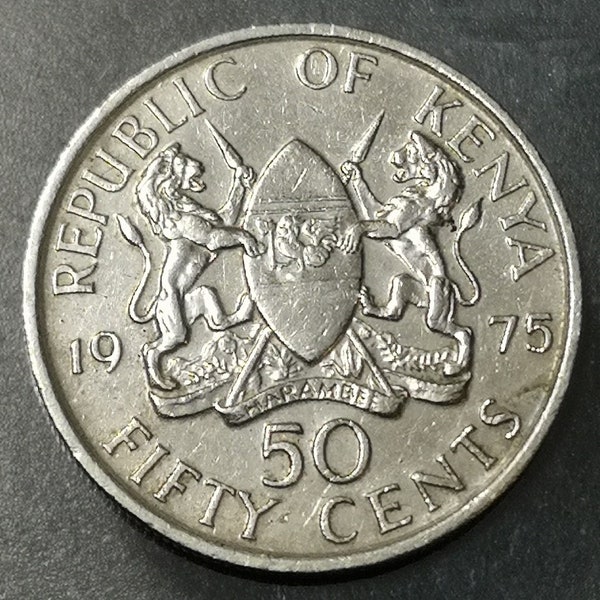 Kenya Currency - 1975 - 50 Cents Jomo Kenyatta with legend