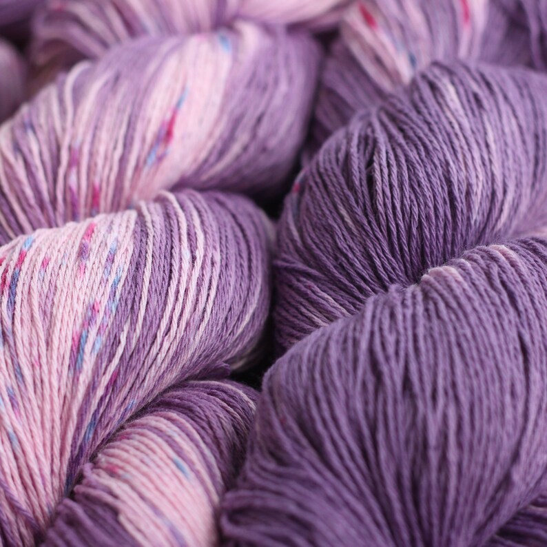 Hand dyed cotton yarn Lace weight yarns Purple pink Etsy