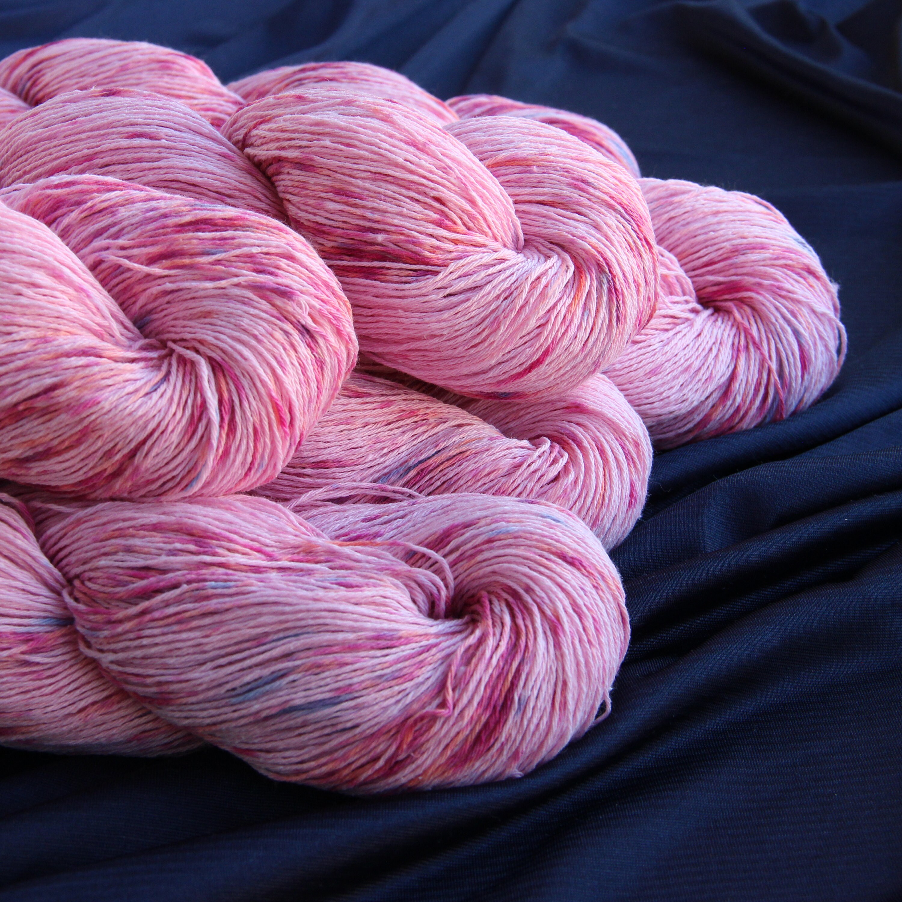 Hand dyed lace weight cotton yarn Pink speckled yarn Etsy