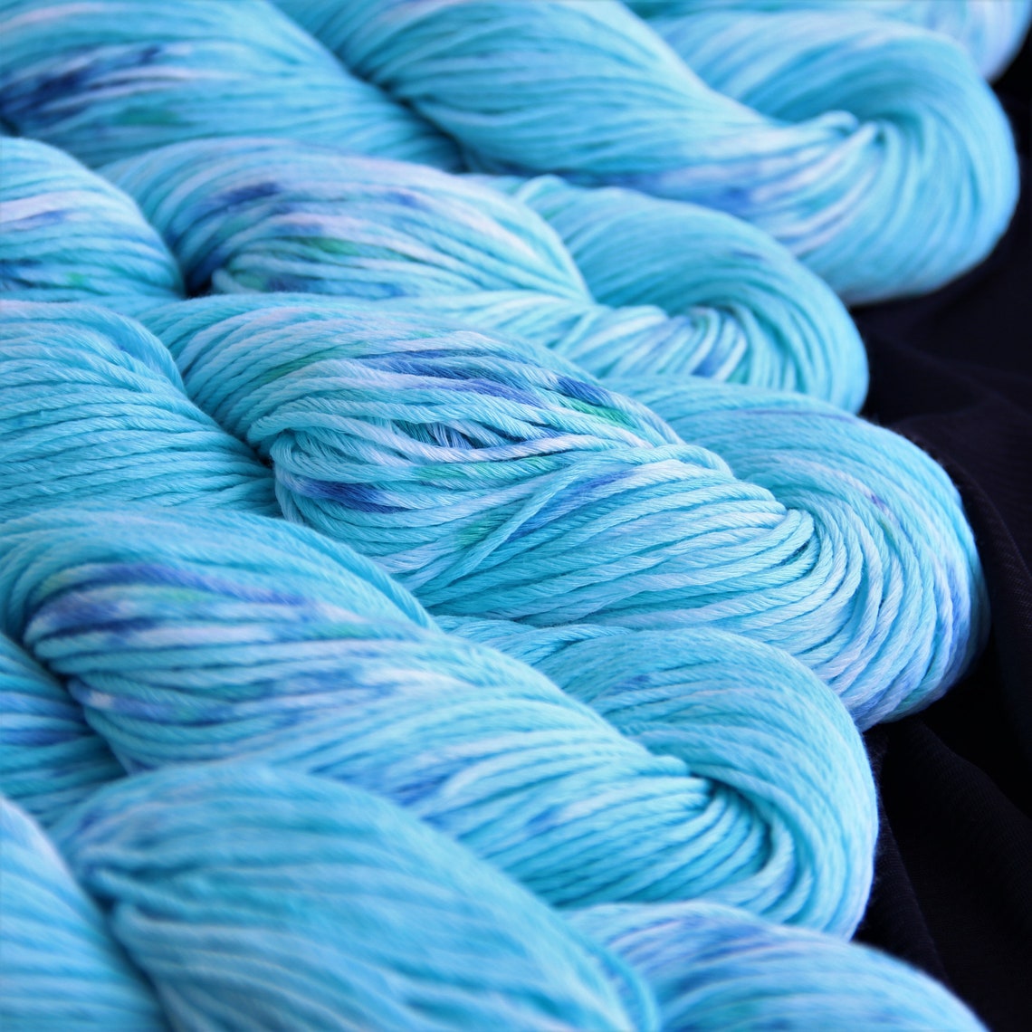 Hand dyed DK cotton yarn Aqua speckled yarn Etsy
