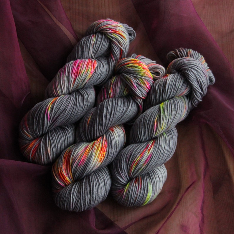 Hand dyed Neon yarn sport weight merino yarn Speckled Etsy