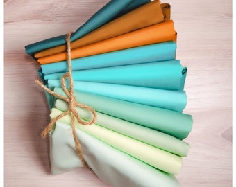 Sea Glass Fat Quarter Bundle Curated Art Gallery Pure Solids Bundle