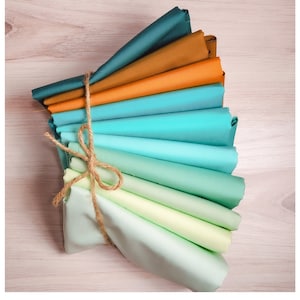 Sea Glass Fat Quarter Bundle Curated Art Gallery Pure Solids Bundle