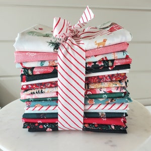 Wintertale Fat Quarter or Half Yard Bundle 17 fabrics in Pinks, Green and Mint by Katarina Roccella Nostalgic Christmas Quilt Bundle