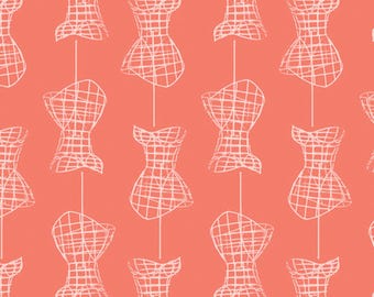 Feminine Form Sewing Theme Fabric Collection by AGF Studio in coral pink