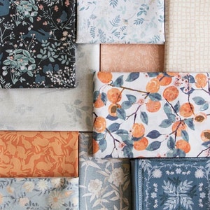 Mindscape Fat Quarter or Half Yard Bundle 16 Piece Bundle Featuring by Katarina Rocella Blue, Grey and Soft Apricot and Tan