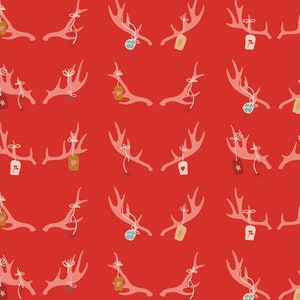Cheerful Antlers | Cozy & Magical Maureen Cracknell Art Gallery Fabrics | Yardage | | Christmas Fabric | End of Bolt | Destash