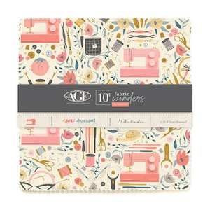 Sew Obsessed 10&quot; Fabric Wonders | 42 - 10&quot; Pre-cut Fabric Squares by AGF Sewing Themed Fabric