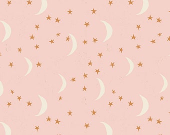 Keeping Watch Mist | LMB-18371 Lambkin by Bonnie Christine | Art Gallery Fabrics | Half Yard | Fat Quarter | Pink and Gold Quilt Fabric