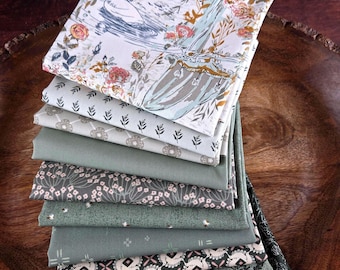 Evergreen Mist Green Fabric Bundle: Art Gallery Fabrics, Fat Quarters or Half Yards