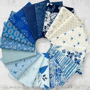 True Blue Fat Quarter | Half Yard Bundle | Maureen Cracknell | Art Gallery Fabrics | Quilting Cotton - Floral - Blue Fabric