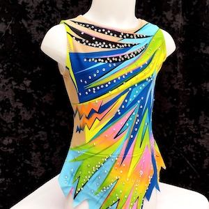 Maillot para gimnasia artística, patinaje artístico, gimnasia acrobática, 100% licra