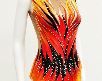 Maillot para gimnasia artística, patinaje artístico, gimnasia acrobática, 100% licra