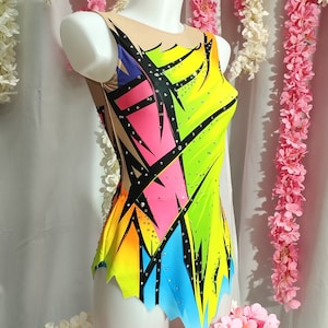 Maillot para gimnasia artística, patinaje artístico, gimnasia acrobática, 100% licra
