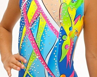 Maillot para gimnasia artística, patinaje artístico, gimnasia acrobática, 100% licra