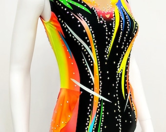 Maillot para gimnasia artística, patinaje artístico, gimnasia acrobática, 100% licra