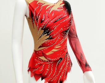 Maillot para gimnasia artística, patinaje artístico, gimnasia acrobática, 100% licra