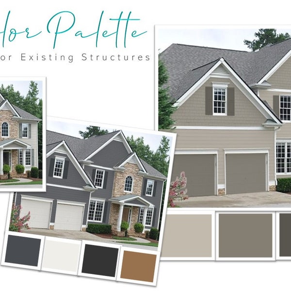 Existing Residential Exterior Color Consultation - Paint & Stain Selections - E-Design - Remote  - House Paint - Two Color Palettes