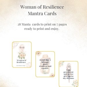 Manta Cards donne forti e resilienti - 28 carte mantra stampabili sono progettate per ispirare ed elevare