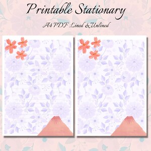 Papel de carta para impressão, Papel de carta para impressão, Papel de carta, Flores de cerejeira Sakura, Monte Fuji