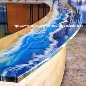 Bar Table Top Modern seaside Coffee Solid Wood River Design Dining Table Restaurant Table Resin Epoxy Table Top