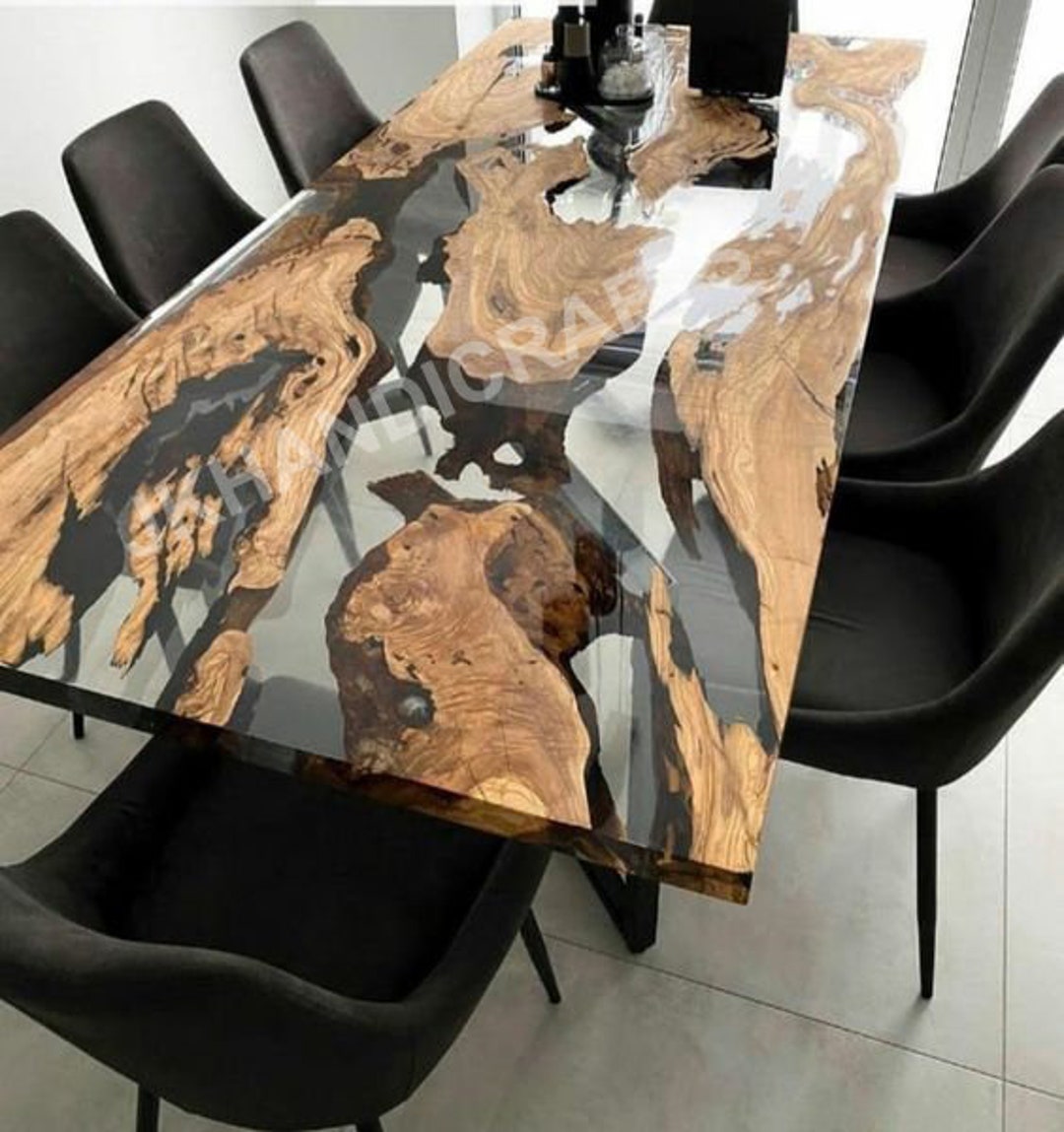 Custom Ocean Table Live Edge Epoxy Ocean Table Dining Epoxy Table ...