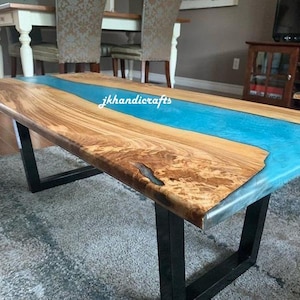 Epoxy Table, dining, sofa, center table top Live Edge Walnut Table ,Custom Order, Epoxy Resin River Table, Natural Wood 24x48, 36x60 inch