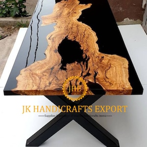 Black Bubble Free Epoxy Table, dining, sofa, center table top Live Edge Walnut Table ,Custom Order, Large  Table, Natural Wood 24x12, 48x96