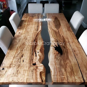 Epoxy Table,dining,sofa,Side center table top Live Edge Walnut Table ,Custom Order, Black Epoxy Resin River Table,Natural Wood "36x60" inch