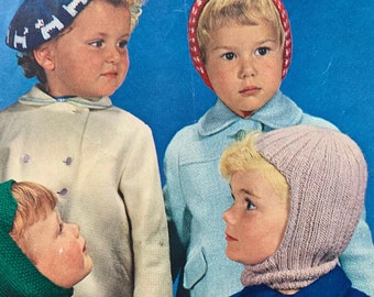 Vintage knitting pattern  children's hats:  Balaclava Pixie Helmet Beret PDF Instant Download
