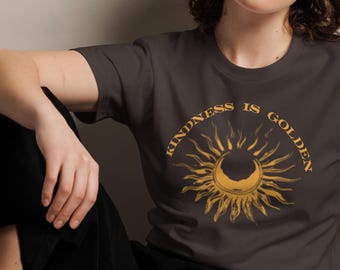 Kindness is Golden Pixelated Sun DTG Printed Unisex Premium T-Shirt Multiple Colors