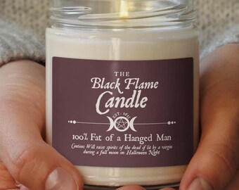 Black Flame Hocus Pocus Candle: Halloween Decor, Witchy Soy Candle
