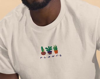 Embroidered Plant Friends T-Shirt: Green Thumb Gift, Unisex Cotton Tee