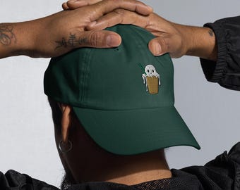 Embroidered Ghost Dad Hat: Halloween Iced Coffee Cold Foam Brew Latte Lover Gift