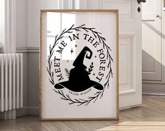 Halloween Witch Hat Print: Salem Woods Forest Wreath (Digital Download)
