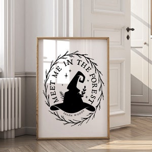 Halloween Witch Hat Print: Salem Woods Forest Wreath (Digital Download)