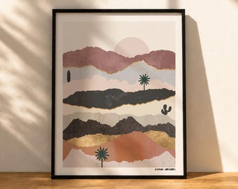 Digital Download: Desert Mountains, Original Collage by Carbar Designs