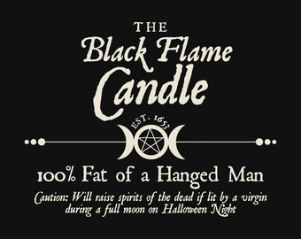 Digital Download: The Black Flame Candle Label Printable Halloween Decor, Hocus Pocus Witchy Wall Art, Vintage Candle Label JPGS and PNGS