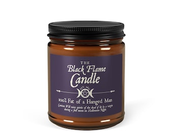 Black Flame Candle | Hocus Pocus Inspired | Halloween Decor | Soy Wax | Witchy Gift | Full Moon Virgin Spell Candle | Amber Jar 9oz.