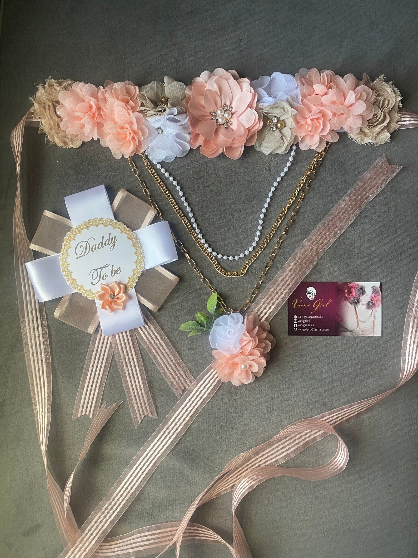 Peach Maternity Sash Set 255 Etsy Ireland