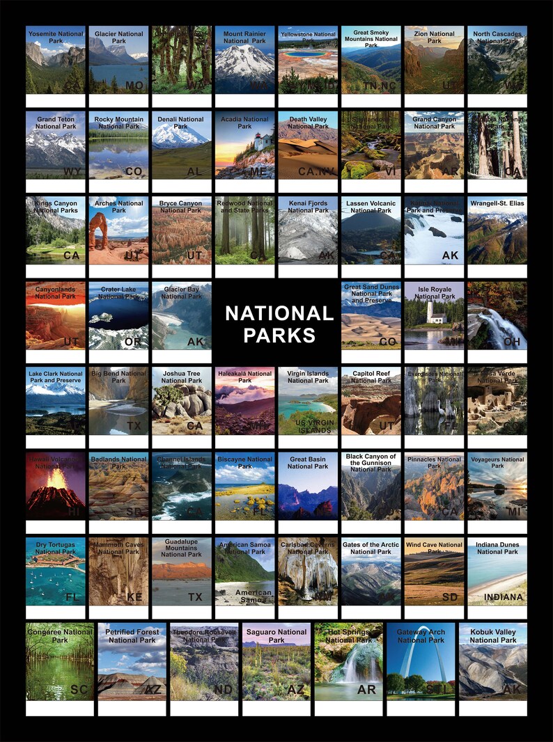 National Parks Poster Scratch Off PrintBucket listUnited Etsy
