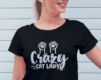 クレイジーな猫レディシャツ、猫レディシャツ、猫好きシャツ、猫好きへのギフト、猫Tシャツ、猫ガールTシャツ、おもしろ猫シャツ、女性用猫シャツ